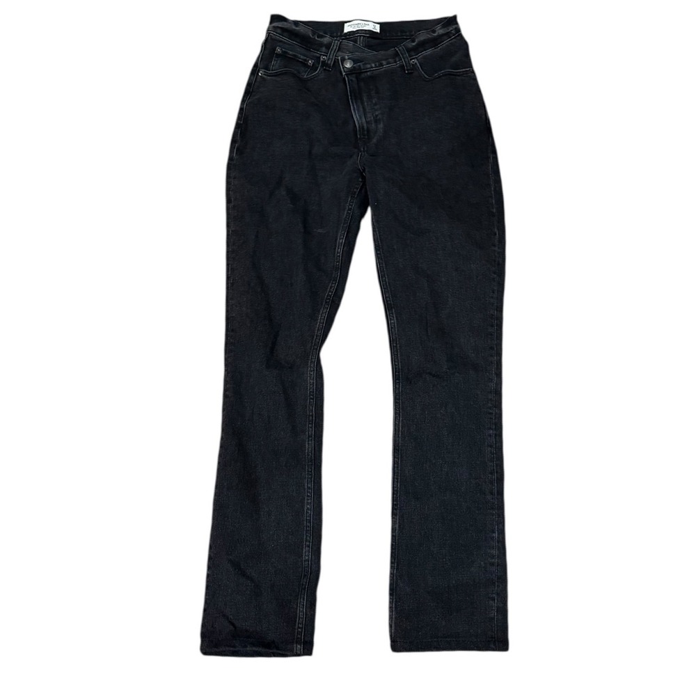 Abercrombie & Fitch 90s Slim Straight Ultra High Rise Criss Cross Jeans Black 27
